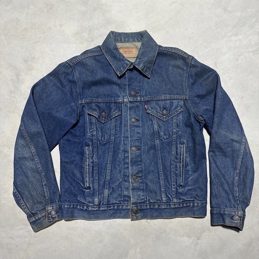 VTG 1983 Levis 70506 0216 Heavy Denim Trucker Jacket 42 Dark Wash Made In USA